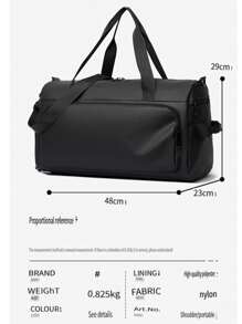 Fashionable High Capacity Lightweight Black Travel Bag - Waterproof Wet/Dry Separated Fitness Organizer With Independent Shoe Compartment, Suitable For School, Fitness, Yoga And Travel Overnight Bag, Gym Bag, Luggage, Weekend Bag, Tote, College Backpack, Luggage, Weekend Bag, Hospital Bag, Holiday Winter Bag For School School Accessories School Stuff