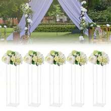 Futchoy 5x 39" Tall Clear Flower Stand Acrylic Column Vase Wedding Party Home Decoration - trắng - Xem 3