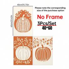 3PCS Halloween Pumpkin Wall Art Print Spooky Pumpkin Poster Kitchen Living Room Wall Decor, Farmhouse Print, Canvas Halloween, Room Decor Aesthetic, Posters For Room , Canvas Wall Art, Optional Frame,Wall Decor, Bedroom Decor. ,Halloween Decor Home Decor Fall Decor