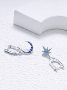 BRLINEY Pendientes de mujer hipoalergénicos de plata esterlina con circonita cúbica en diseño de estrella y luna, de moda y elegantes, regalo de cumpleaños