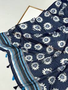 优雅简约丝巾，时尚女士真丝围巾，色彩鲜艳的印花大披肩，波西米亚风沙滩披肩，春夏棉麻质感披肩 - 彩色 - 查看 7