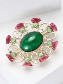 1pc Green Thistle Brooch For Women,Plant Brooches,For Bag,Sweater,Coat,Hat,Shoes,Dress,Suit