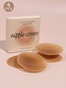 TSLBNRIO 2/4 件固体硅胶乳贴，无粘合剂自粘隐形乳贴，薄型乳贴，适用于连衣裙、泳衣、比基尼、吊带背心、运动和日常穿着，无肩带胸罩，可清洗和重复使用 - 彩色 - 查看 4