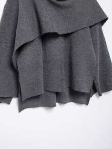 DEEKA Thu/Đông Mới Về Khăn Choàng Poncho Cổ Áo Dài Tay Kiểu Dáng Thường Ngày Áo Khoác Cardigan Dệt Kim Ngắn - Xám - Xem 8