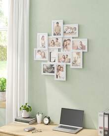 SONGMICS 12-Pack 4X6 Collage Picture Frames, Picture Frames Collage For Wall Decor, Black Photo Collage Frame, Multi Picture Frame Set With Glass Front, Assembly Required - trắng - Xem 8