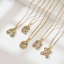 1pc Fashionable Gold A-Z 26 Bubble Letter Pendant Necklace, Suitable For Men & Women Daily Wear