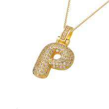 1pc Fashionable Gold Bubble Letter A-Z Necklace, Suitable For Men And Women Daily Wear