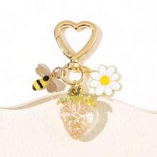 Colgante con forma de corazón multicapa con abeja, girasol y fresa, color dopamina, accesorio de joyería versátil para bolsos, tazas, teléfonos, llaves, con atractivo de regalo caprichoso para amigos, compañeros de clase, maestros, ancianos; estilo lindo, adorable y moderno para el guardarropa de primavera, regalos del Día de San Valentín, momentos del Día de la Madre, uso diario, decoración linda, pieza de declaración encantadora, paleta de colores llamativa, aspecto premium, detalles brillantes, idea de regalo pensativa para cualquiera que ame los encantos delicados y juguetones - Multicolor - Ver 5
