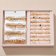 Frauen Schmuckset (24 Paar Ohrringe + 26 Stücke Metall eingelegt mit künstlichen Kristalldekorationen), modischer Schmuck