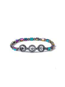 1pc Magnetic Anklet, Fatigue Relief Magnetic Stone AnkleChain,Black Magnetic Bracelet, Gallstone Jewelry, CareFashionable Elastic, Suitable For Boy And Girl, Best YogaAccessory And Holiday Gift