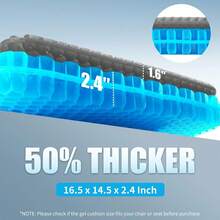 Gel Seat Cushion For Long Sitting, (2.4 Inch Extra Thick Cushion) Egg Sitter Gel Cushion, Soft&Breathable Pressure Relief Seat Cushions, Gel Pad For Chair - 藍色 - 查看 2