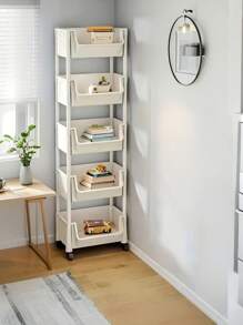 3/4/ 5-Tier Rolling Utility Cart With Wheels,Compact And Practical Space Saving 5-Tier Organizer,Combination Removable Storage Rack,Rolling Plastic Storage Cart With Wheels,Multifunctional Kitchen And Office Use,Floor Stand With Wheels, Easy To Move Kitchen,Garage Or Studio Organization,Rolling Storage Cart
