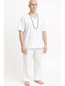 Tactel Men's Feed Clothing - Summer Blouse + Trousers Regular Fit Pocket Contrasted Waistband