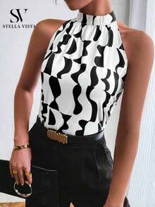 Elegant Women's Turtleneck Tank Top - White - View 2