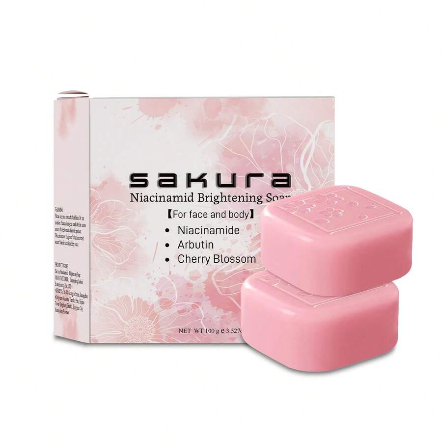 Jabón exfoliante de Sakura con niacinamida para iluminar, apto para rostro y Body - sin alcohol, rico en glicerina, con fragancia a flores de cerezo, limpieza profunda, apto para todo tipo de piel, jabón iluminador | Fragancia floral | Jabón con niacinamida - Personas de 14 años o más - Ver 1