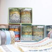 10 rotoli/scatola Nastro adesivo decorativo con animali carini, motivi geometrici, texture semplici, ideale per confezioni regalo, decorazione di album di ritagli e materiale scolastico, adatto per il fai da te e la decorazione. Forniture scolastiche, per il rientro a scuola