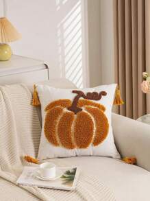 1pc/3pcs Set Pumpkin Pattern Plush Pillow Cover, Velvet Embroidered Cushion Cover, Daily Home Bedroom Headboard Sofa Car Outdoor Garden Household Decorative Pillowcase, Seasonless, Without Insert, 45*45cm