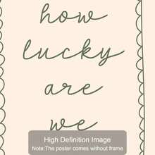 1 幅橄榄绿色无框/带框艺术画《我们多么幸运》墙面艺术海报帆布印刷简约每日提醒励志语录心理健康画，适用于宿舍、客厅、卧室、现代家居装饰