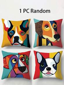 4pcs/1pc Color Abstract Dog Pattern Pillow Cover, Living Room, Bedroom, Sofa Decorative Cushion Cover, | 18x18 Inches | Zipper Closure | Soft And Comfortable Fabric - , Fade Resistant, Machine Washable, Suitable For Outdoor Decoration, Home Decoration, Terrace Decoration, Room Decoration, Bedroom Decoration. Excluding Core - Multicolor - View 11