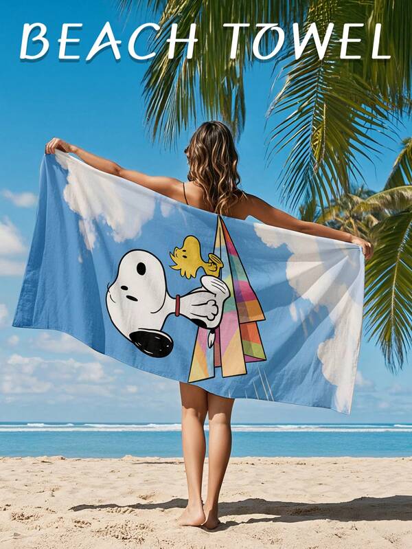SNOOPY 1 pieza Toalla de playa Snoopy, toalla de natación, toalla de playa con estampado de avión de papel, toalla de baño súper absorbente para nadar, yoga, suave y cómoda, liviana y portátil, protección del viento y el sol, a prueba de arena para viajes, campamentos, senderismo, adecuada para ocio en la playa, esencial para el verano, múltiples opciones de tamaño disponibles, accesorio de playa, regalo perfecto para vacaciones, lavable a máquina
