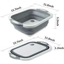Local Delivery--Collapsible Washing Up Bowl Innovations Multi Function Bowl Drying Rack Portable Cutting Board Retractable Drain Washing Basket Basin Vegetable Fruit Tray For For Camping Picnic Kitchen CB01