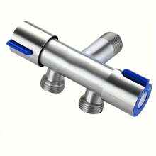 Vanne d'angle à trois voies à double commande, 1 entrée 2 sorties, vanne d'angle de robinet, noyau en laiton en acier inoxydable 304, valve à trois voies compagne des toilettes 1/2", connecteur de tuyau divisé multifonctionnel facile à installer, convient pour le lave-linge, le robinet mural de salle de bain, le connecteur de pomme de douche