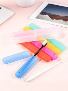 4pcs Portable Toothbrush Storage Box, Plastic Toothbrush Holder, Travel Toothbrush Case - Ventilated Oral Care Accessory, Suitable For Home, Business And Camping | Stylish Toothbrush Rack | Durable Semi-Transparent Plastic (Random Color)