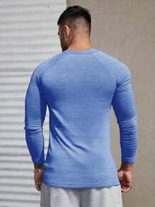 Men's Casual Solid Color Henley Neck Long Sleeve Undershirt, Comfortable & Soft, Versatile For All Seasons