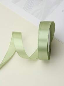 1 Pc Sage Green Satin Ribbon, Width 1cm/1.5cm/2cm/2.5cm/3cm/4cm/5cm/7.5cm/10cm, Length 22m, Soft Polyester Material, Suitable For Flower Packaging, Gifts, Clothes, Hair Accessories, Bows, Wedding Decor, DIY Crafts