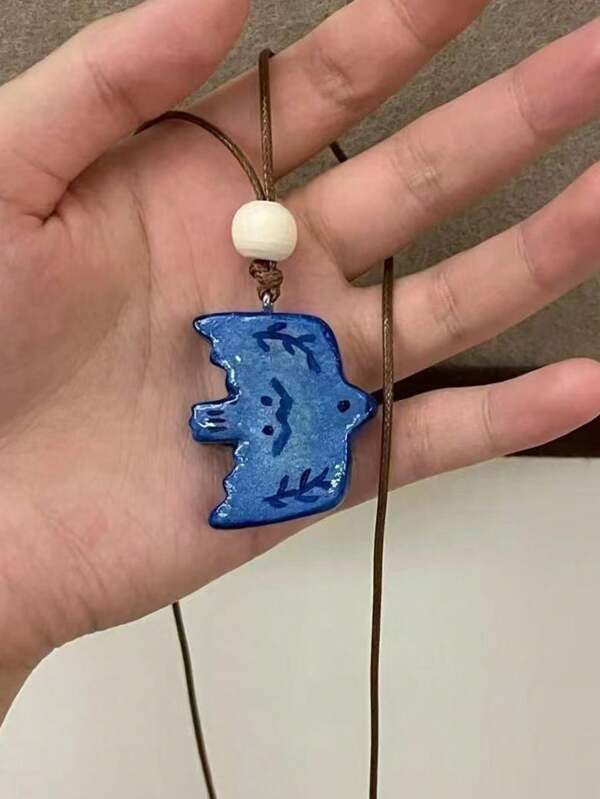 1pc 'Flying Bird Poetry Collection' Autumn And Winter Blue Bird Necklace, Retro Cute And Unique Design, Handmade Versatile Sweater Chain