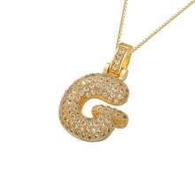 1pc Fashionable Gold Bubble Letter A-Z Necklace, Suitable For Men And Women Daily Wear