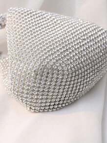 Conjunto de Bolsa de Embreagem Decorada com Strass Luxuosa de Moda para Mulheres, Colar e Brincos, 3 Peças de Joias para Eventos Formais