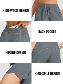 ZUTY 7" High Waisted Athletic Shorts For Women Running Workout Long Shorts With 3 Zipper Pockets Summer