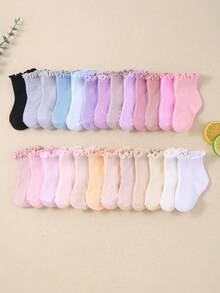 20 Pairs Ruffled Lace Elastic Baby Girl Socks, Cute Lace Short Socks Suitable For Baby Girls, All Seasons Including Newborn And Toddler, Great For Christmas/Thanksgiving Gifts, Quarter Socks - Multicolor - View 8