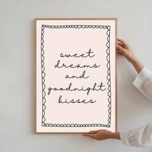 1 Stück ungerahmte Poster Leinwanddrucke "Sweet Dreams Goodnight Kisses" mit Typografie-Zitat, für Studentenwohnheim, Schlafzimmer, moderne Heimdekoration, über dem Bett