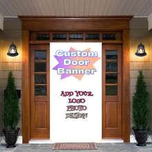 1件可定制照片/Logo卡通背景帘装饰横幅，采用耐用涤纶面料，带金属孔眼，可个性化定制，适用于日常/生日/节日派对门口背景装饰，儿童艺术活动