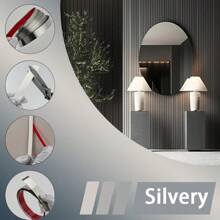 Barra plana metálica de acero inoxidable plateado con respaldo autoadhesivo para decoración de pared