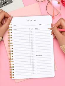 Trees 1本无日期每日计划笔记本，螺旋装订，带目标追踪功能，男女通用，适用于学校和办公室，返校必备 - 粉色 - 查看 4