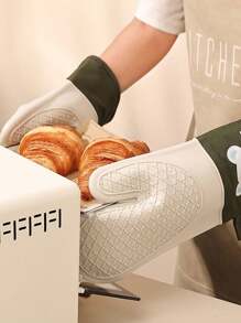 1 pieza Guantes de silicona resistentes a altas temperaturas de hasta 300°C, antideslizantes y aislantes del calor, especiales para horno de microondas, herramienta resistente al calor para agarrar en la cocina, esenciales para hornear y cocinar