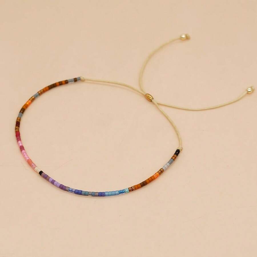 1 chiếc vòng tay hạt cườm nhiều màu phong cách Bohemian có thể điều chỉnh - Nhiều màu - Xem 1