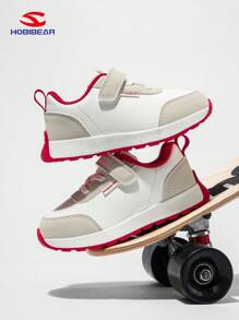 HOBIBEAR Red & White Kids Sports Shoes, Boys & Girls Outdoor Barefoot Shoes With Anti-Slip Wide Fit Flat Bottom Walking Shoes, Suitable For All Seasons, Recommend Ordering 0.5 Size Up For Comfort