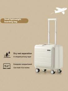 18 Inch Computer Case With Front Door And Laptop Compartment, Hard Shell Luggage Compartment With Built-In TSA Luggage Lock, Lightweight PC Travel Case With Hard Edges, Suitable For Both Women And Men, Equipped With Rotating Wheels Suitcase Travel Suitcase Suitcases Suit Case Travel Luggage Waterproof Carry On Suitcase Carry On Hand Luggage Summer White