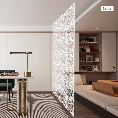 Bazargame 12 Pcs Hanging Room Divider, DIY Plastic Screen Panels Wall Dividers, Hanging Panels For Cut Room Partition, Home And Office Decoration, White, 40 X 40 Cm