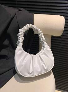 [Bolso de mano elegante] Bolso tipo hobo con pliegues en forma de nube | | Cierre magnético, correa arrugada | Bolso de mujer | Para outfits casuales o de noche | Elegante