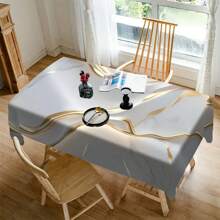 1/20pcs Elegant White Marble Tablecloth With Golden Stripe Design – Rectangular Polyester Table Cover For Dining, Parties, Weddings, And Outdoor Decor – Perfect Gift For Home Styling, Smooth Finish Fabric