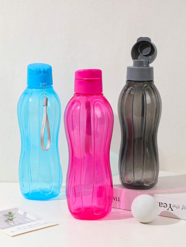 1pc 900ml/30oz/600ml/20oz Large-Capacity Plastic Sports Water Bottle, Waist-Tie Water Cup With Strap, Suitable For Outdoor Fitness, Sports And Travel