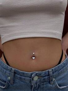 Tkool 1 Stück Edelstahl Bauchnabelpiercing Ring in Herzform, Bauchnabelschmuck für Frauen