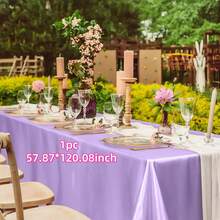 1pc Rose Gold Satin Table Cloth, Romantic Polyester Rectangle Tablecloth Suitable For Valentine's Day, Wedding, Holidays, Birthdays And Banquets, Parties, Ideal For Creating A Festive And Elegant Atmosphere, Wedding Decor - Solid Color - View 49