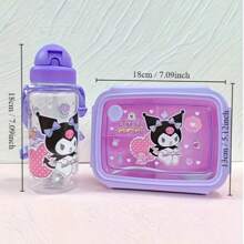 Sanrio Sanrio Kuromi 3-Compartment Bento Box Set With Drink Cup - Cute Cartoon Bento Box With Fruit Container, Portable Divided Meal Organizer, Perfect For School, Office, And Outdoor Picnicsschool Supplies,Back To School