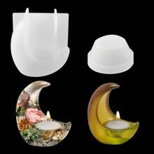 Candle Holder Silicone Resin Mold, 3D Moon Resin Mold, Moon-Shaped Tea Light Holder Silicone Mold, Cute Cement Concrete Mold, Epoxy Resin Casting Mold For Craft Making Decor
